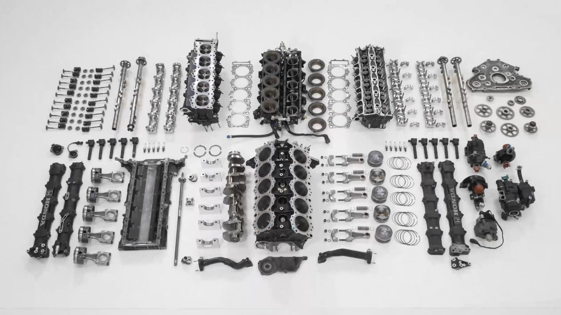 Disassembled Honda RA100E engine